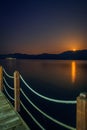 Beautiful moonrise over Danube river