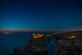 Beautiful moonrise, Black sea, with view towards a rock arc, Tylenovo, Bulgaria