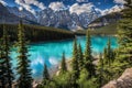 Moraine lake in Banff National Park, Canadian Rockies, Canada. Royalty Free Stock Photo