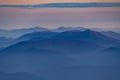 Beautiful morning alpine landscape with tonal perspective. Ponk Royalty Free Stock Photo