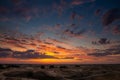 Beautiful morning desert landscape at sunrise with dunes