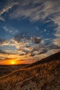 Beautiful morning desert landscape at sunrise with dunes