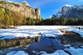 Half Dome and North Dome Reflection at Yosemite Valley National Park Royalty Free Stock Photo