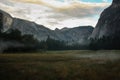 Sunrise over Yosemite Valley with Half Dome an El Capitan Mountains Royalty Free Stock Photo