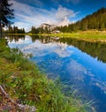 Beautiful morning on lake Antorno, Italy Alps, Tre Cime Di Lavaredo, Dolomites, Europe.. Royalty Free Stock Photo