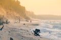 A beautiful morning landscape of a beach at the Baltic sea. Artistic, colorful scenery of a sea shore in spring.