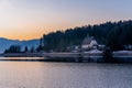 Beautiful morning landscape and colorful sunrise in the Alpine mountains Germany, Bavaria, on Lake Walchensee Royalty Free Stock Photo