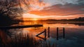 Beautiful morning landscape on the lake at the sunrise Royalty Free Stock Photo