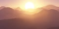 Beautiful morning landscape. A misty mountain landscape. Realistic vector illustration.