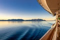 Beautiful morning light and water ripples from ship`s wake, Alaska, USA.