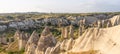 Beautiful morning at Love valley, Goreme town in Cappadocia, central Anatolia of Turkey. Panoramic banner portion