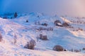 Beautiful morning in mountainous countryside. Winter landscape at sunrise Royalty Free Stock Photo