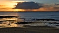 Beautiful morning orange sunrise at Salthill beach in Galway city, Ireland