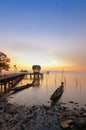 beautiful morning pier at Pak Nakhon, Nakhon Si Thammarat, Thailand Royalty Free Stock Photo