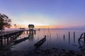 beautiful morning pier at Pak Nakhon, Nakhon Si Thammarat, Thailand Royalty Free Stock Photo