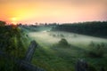 Beautiful morning rural landscape. Sunrise. Dawn.