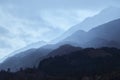 Beautiful morning Scottish landscape with tonal perspective in blue tonality