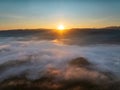 Beautiful morning Sunrise Fog flow over mountain in Ai yerweng, Yala, Thailand Royalty Free Stock Photo