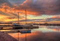 A beautiful Morning Sunrise in the Grand Marais, Minnesota Harbor on Lake Superior Royalty Free Stock Photo