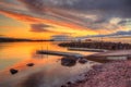 A beautiful Morning Sunrise in the Grand Marais, Minnesota Harbor on Lake Superior Royalty Free Stock Photo