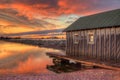 A beautiful Morning Sunrise in the Grand Marais, Minnesota Harbor on Lake Superior Royalty Free Stock Photo