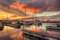 A beautiful Morning Sunrise in the Grand Marais, Minnesota Harbor on Lake Superior Royalty Free Stock Photo