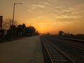 Beautiful Morning Sunrise image railway track nature image Royalty Free Stock Photo