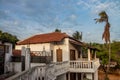 Beautiful morning view on the Indian ocean and the beach from balcony over the hut-tops Royalty Free Stock Photo