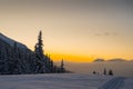 Beautiful morning winter panorama from Lake Louise ski area Royalty Free Stock Photo