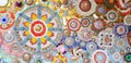 Beautiful mosaic of art design wall for background at Wat Pha Sorn Kaew temple, Thailand