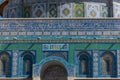 Beautiful mosaic patterns of exteriors of  in the Dome of the Chain, next to Golden Dome of the Rock, in an Islamic shrine located Royalty Free Stock Photo