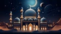 Beautiful Mosque Architecture in the Desert AI Generative