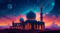 Beautiful Mosque Architecture in the Desert AI Generative