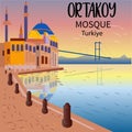 Beautiful Mosque in Istanbul Turkey Vector Illstration