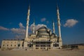 Beautiful mosque with minarets on blue sky background. Kocatepe Mosque. Ankara, Turkey Royalty Free Stock Photo