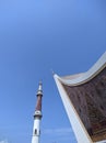 Beautiful Mosque Tower in Padang City, Indonesia. Royalty Free Stock Photo