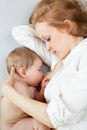 Beautiful mother breast feeding her baby boy Royalty Free Stock Photo