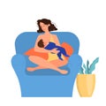 Beautiful mother breastfeeding her child. Vector illustration