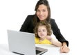 Beautiful mother and daughter laptop computer Royalty Free Stock Photo