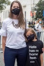 WASHINGTON DC, SCOTUS, 09/24/2020: Mom, girl mourn Ruth Bader Ginsburg Royalty Free Stock Photo