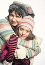 Beautiful mother daughter winter portrait Royalty Free Stock Photo