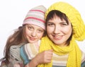 Beautiful mother daughter winter portrait Royalty Free Stock Photo