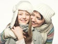 Beautiful mother daughter winter portrait Royalty Free Stock Photo