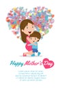 Beautiful mother with kid . Card of Happy Mothers Day. Vector illustration with beautiful women and child Royalty Free Stock Photo
