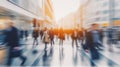 Beautiful motion blur of people walking in the morning rush hour, busy modern life concept. Suitable for web and magazine layouts Royalty Free Stock Photo