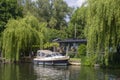 A beautiful motor cruiser berthed on the Thames at Henley-on-Tha