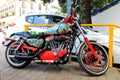 Beautiful motor cycle with ÃÂirbrush in city.