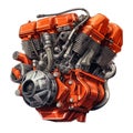 beautiful Motorcycle engine watercolor clipart illustration Royalty Free Stock Photo