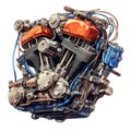 beautiful Motorcycle engine watercolor clipart illustration Royalty Free Stock Photo
