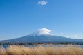 Beautiful Mount Fuji with snow capped and blue sky at Lake kawaguchiko, Japan. Royalty Free Stock Photo